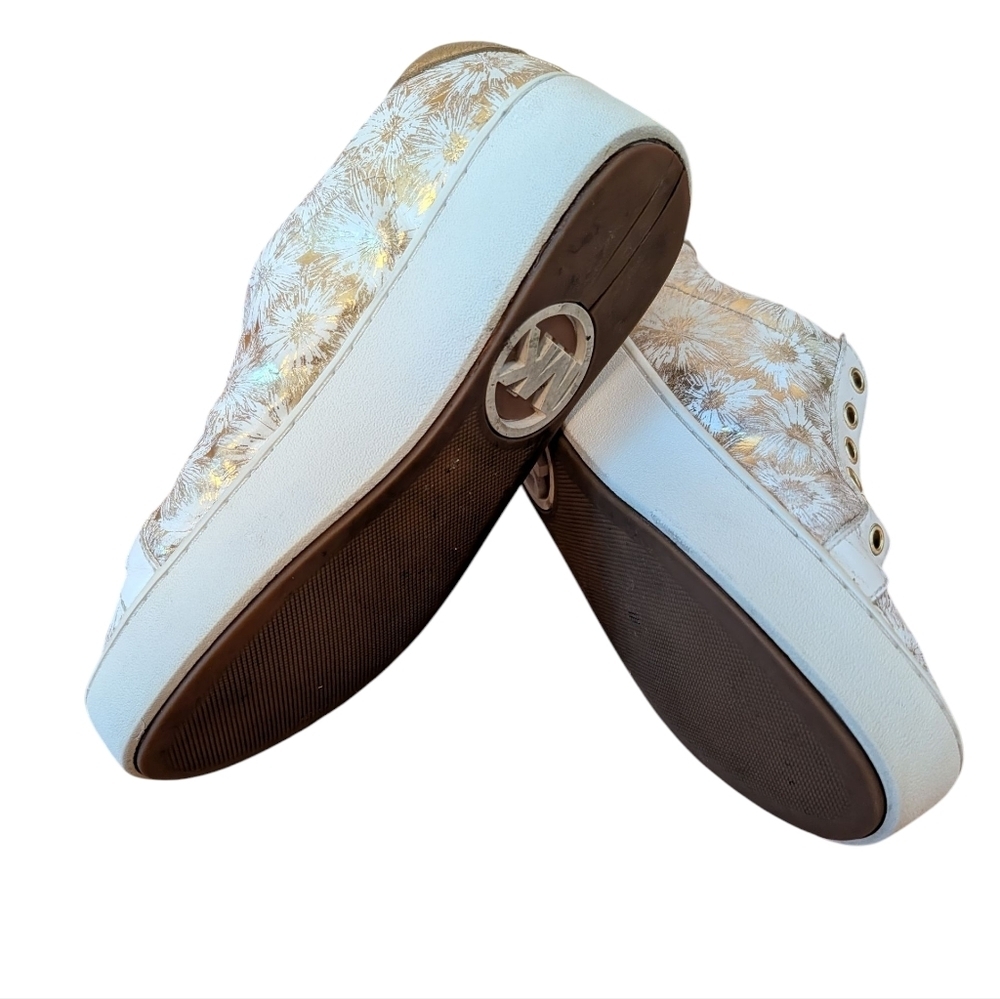 Michael Kors Women's Gold and White Leather Sneakers Size 6  Eu 36 - Picture 6 of 8